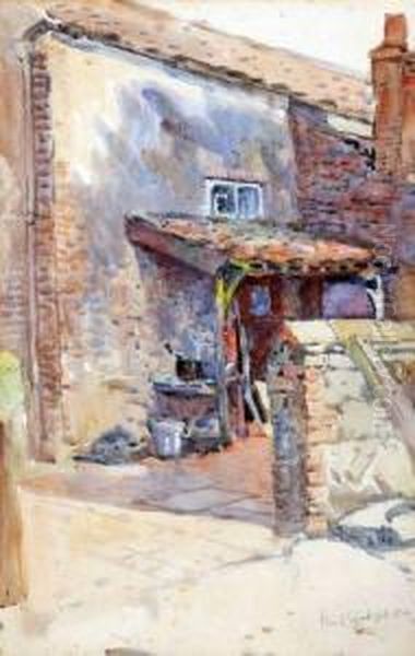 A Courtyard Oil Painting by Frank Southgate