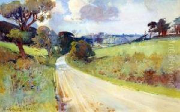 A North Norfolk Road Oil Painting by Frank Southgate