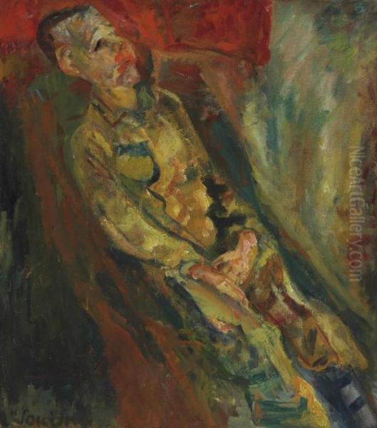 Jeune Homme Obliquement Etendu Oil Painting by Chaim Soutine