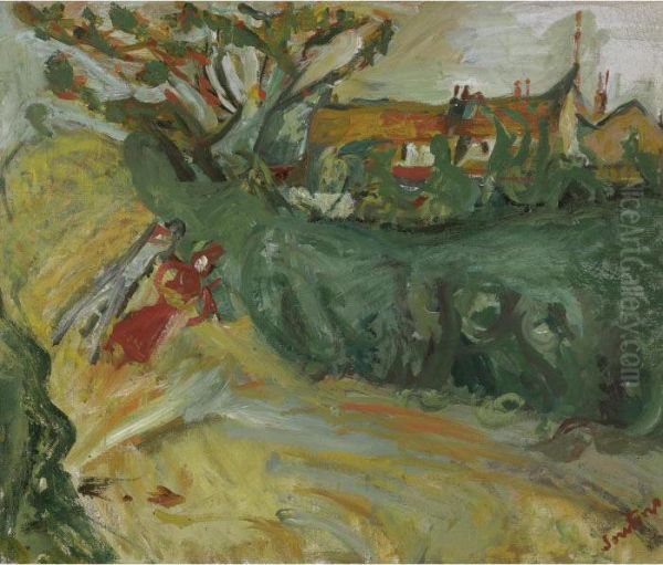 Promenade Aupres Du Village Oil Painting by Chaim Soutine