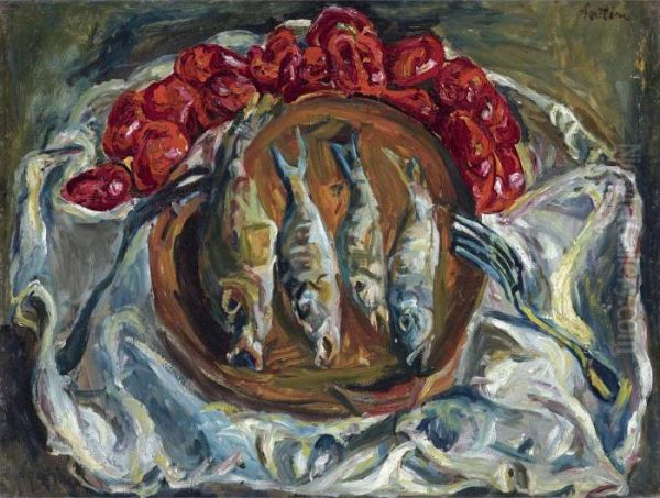 Poissons Et Tomates Oil Painting by Chaim Soutine