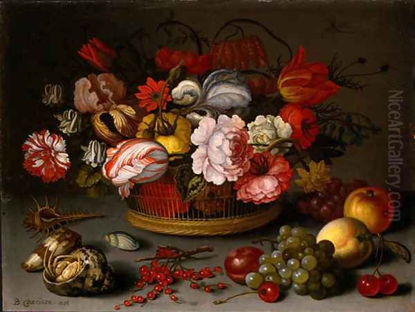 Basket of Flowers Oil Painting by Balthasar Van Der Ast