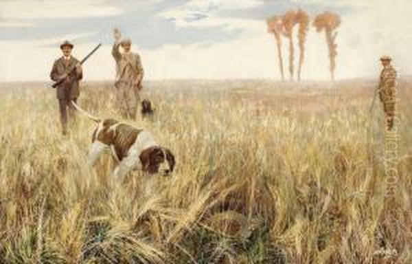 Hunting Quail Oil Painting by John G. Sowerby