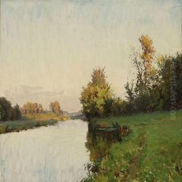 Summer Day At A Stream Oil Painting by Carl Martin Soya-Jensen