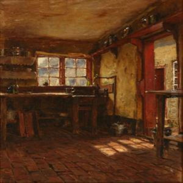 Kokkeninterior Oil Painting by Carl Martin Soya-Jensen