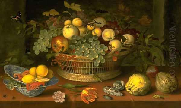 Still Life with a Basket of Fruit Oil Painting by Balthasar Van Der Ast