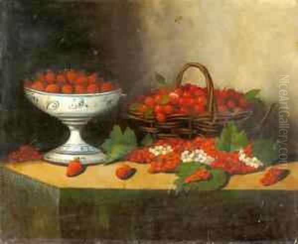 Still-life With A Boll Of Strawberries And Cherries Oil Painting by Michal A. Sozanski