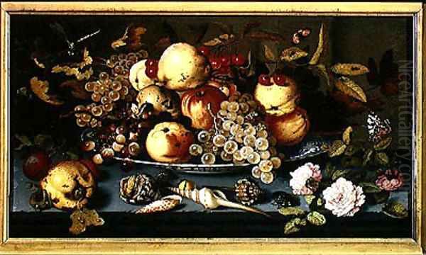 Still Life with Fruit Flowers and Seafood Oil Painting by Balthasar Van Der Ast