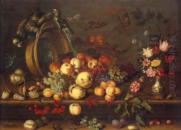 Still-Life with Fruits, Shells and Insects Oil Painting by Balthasar Van Der Ast