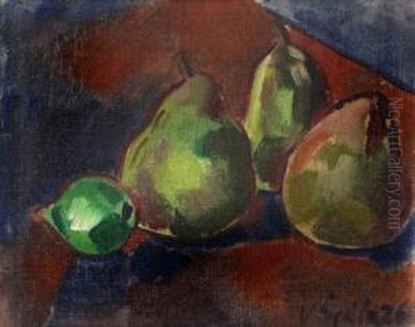 A Still Life With Pears Oil Painting by Vaclav Spala