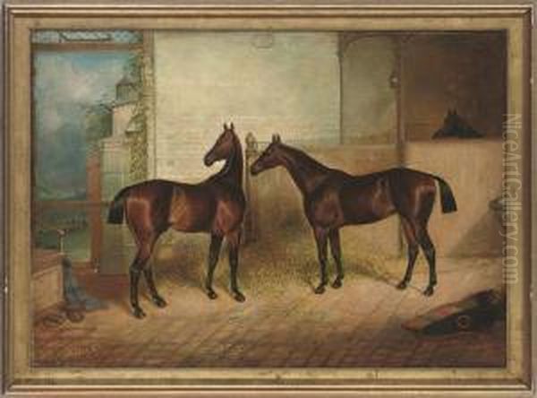 Ears Pricked, Alerted By A Hunt Oil Painting by Charles Bilger Spalding