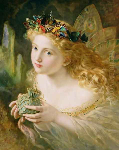 'Take the Fair Face of Woman, and Gently Suspending, With Butterflies, Flowers, and Jewels Attending, Thus Your Fairy is Made of Most Beautiful Things', Charles Ede Oil Painting by Sophie Gengembre Anderson