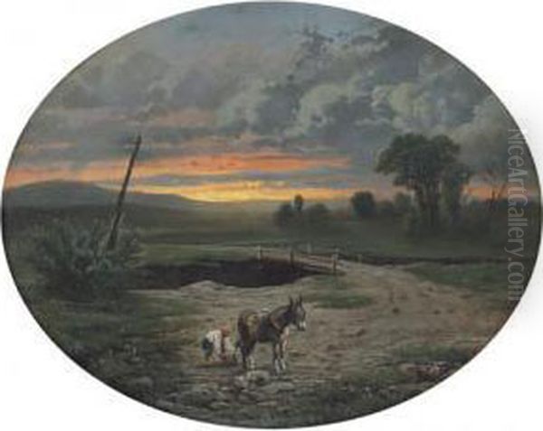 Il Raccoglitore Di Pietre Oil Painting by Luigi Spalla