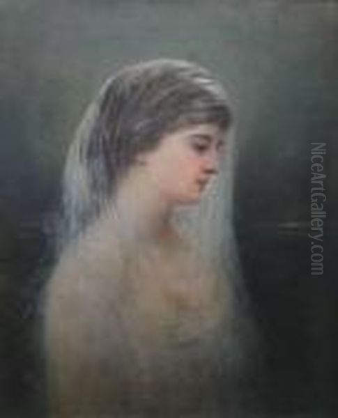 Portrait Of A Lady In A Veil Oil Painting by Frederik A. Spang