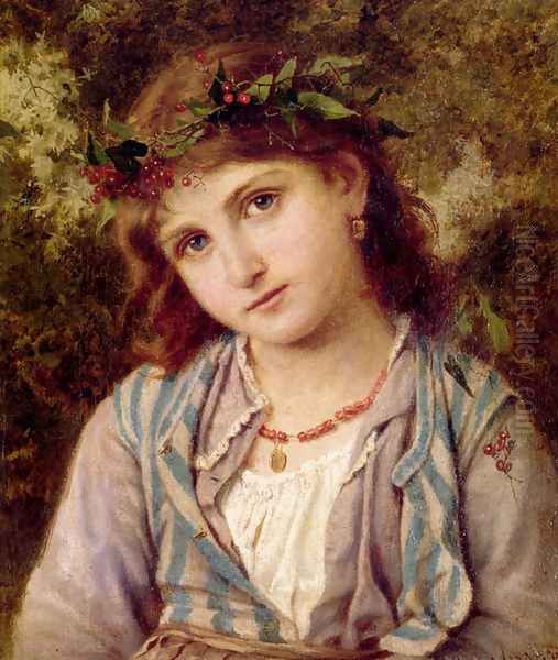 An Autumn Princess Oil Painting by Sophie Gengembre Anderson