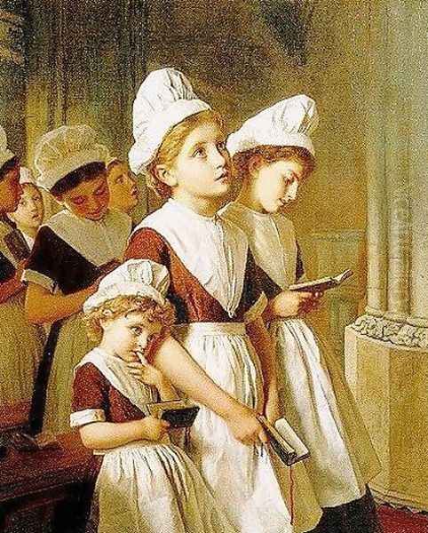 Foundling Girls at Prayer in the Chapel, c.1877 Oil Painting by Sophie Gengembre Anderson