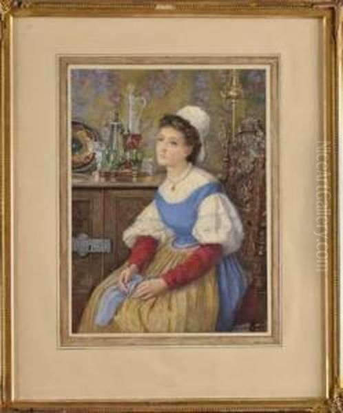 Jeune Femme Pensive Oil Painting by Catherine Adelaide Sparkes