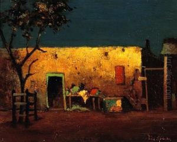 Moonlight Over An Adobe Home Oil Painting by William Sparks