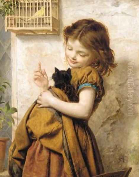 Her favourite pets Oil Painting by Sophie Gengembre Anderson