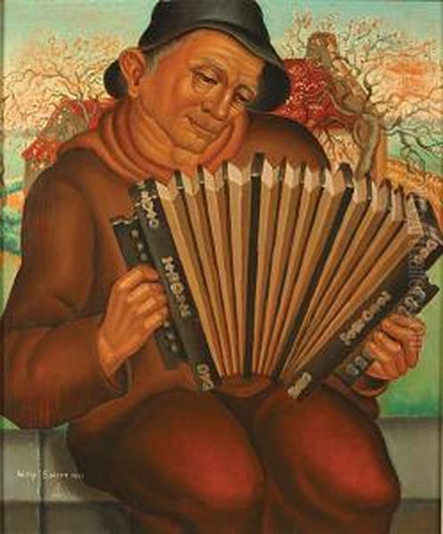 Accordeoniste Oil Painting by Willy Spatz