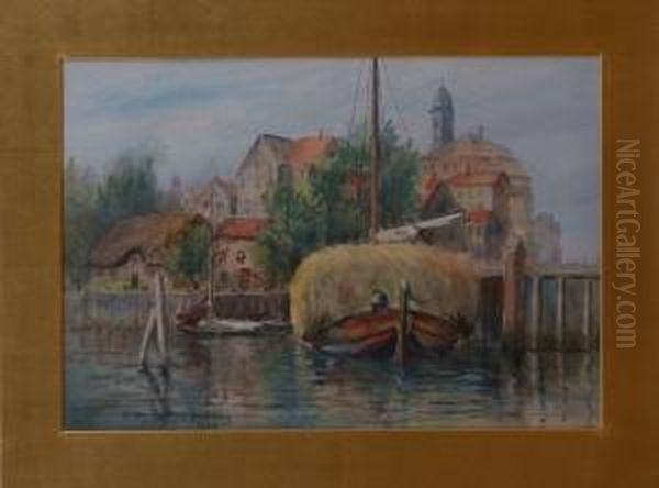 Dock Scene Oil Painting by Henry Plympton Spaulding