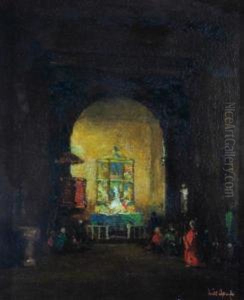 Santa Cruz Church Interior Oil Painting by Will Speaks