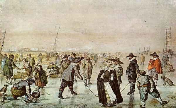 A Scene On The Ice Oil Painting by Hendrick Avercamp