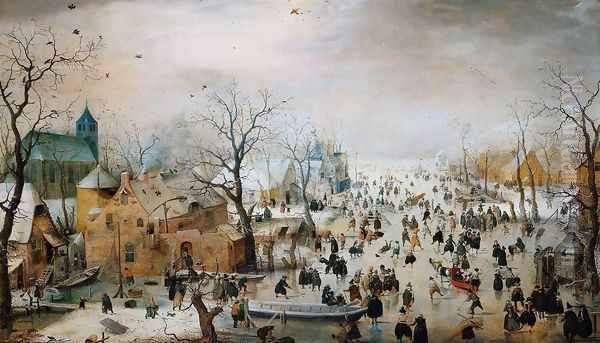 Winter Landscape 1608 Oil Painting by Hendrick Avercamp