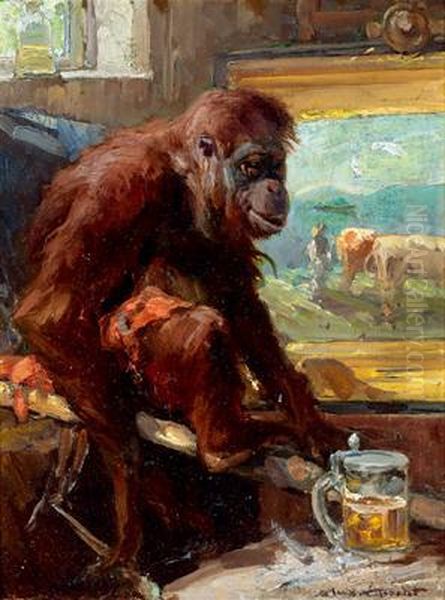 Orang Utan Als Maler Oil Painting by Ernst Christian Specht