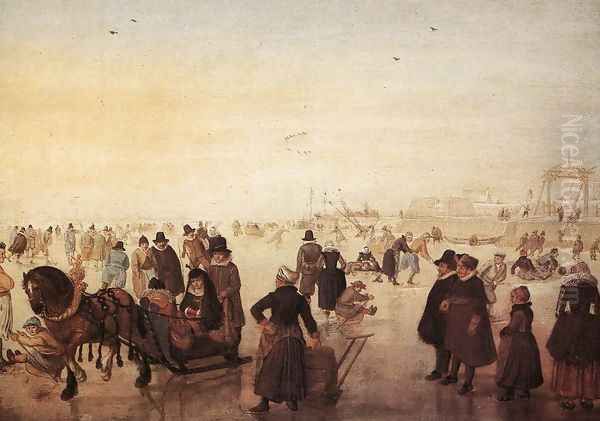 Ice Scene Oil Painting by Hendrick Avercamp