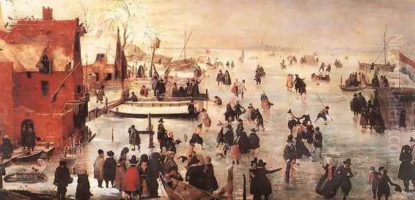 Ice Landscape Oil Painting by Hendrick Avercamp