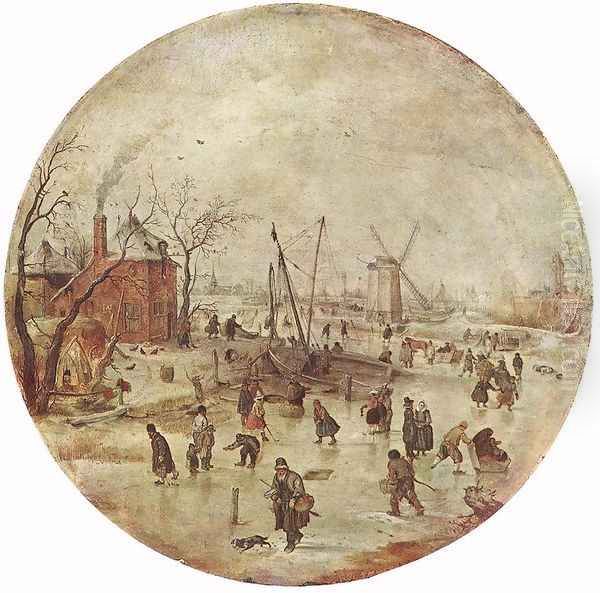 Winter Landscape With Skaters Oil Painting by Hendrick Avercamp