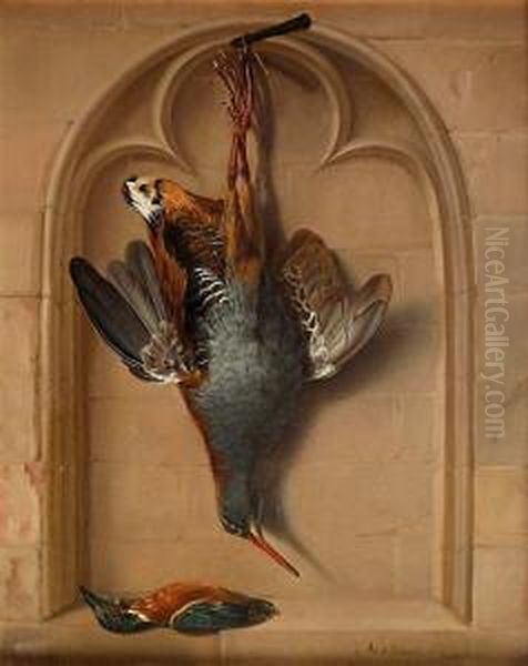 Trophee De Chasse Ou La Perdrix Bleue Oil Painting by Michel Joseph Speeckaert