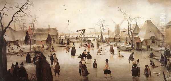 Ice Scene c. 1610 Oil Painting by Hendrick Avercamp