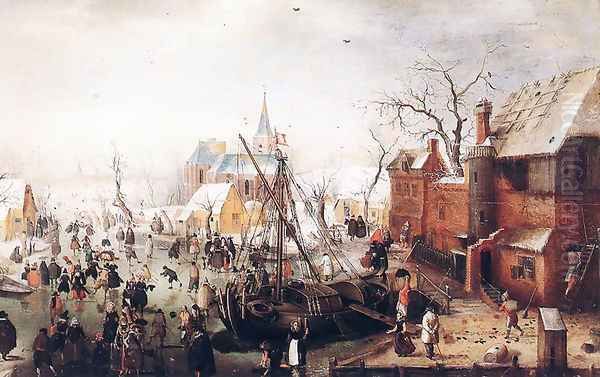 Winter Scene at Yselmuiden Oil Painting by Hendrick Avercamp