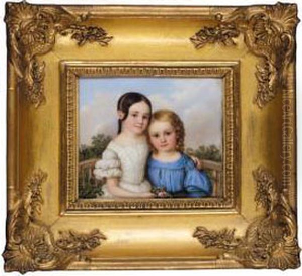 Portrait Of The Artist's Children Oil Painting by Joseph Spelter