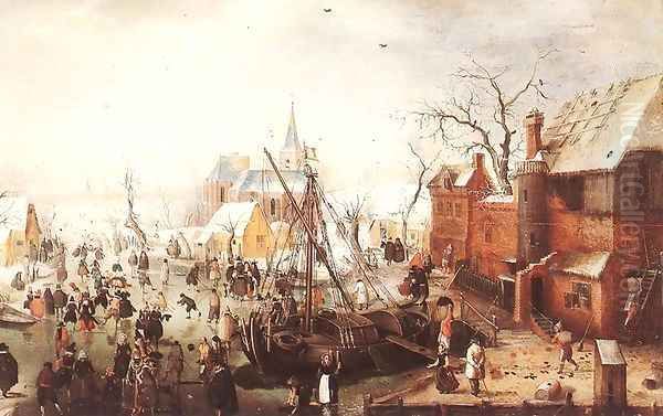 Winter Scene at Yselmuiden 2 Oil Painting by Hendrick Avercamp