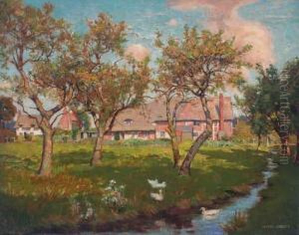 A Sunlit Orchard Oil Painting by Harry Spence