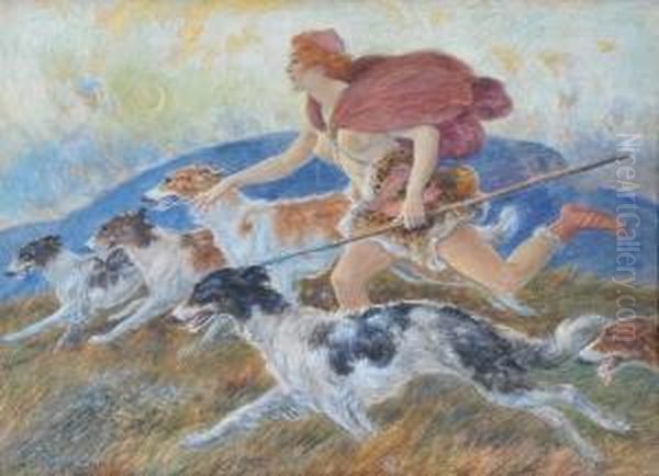 Diana And The Huntress Oil Painting by Percy Fred. Seaton Spence