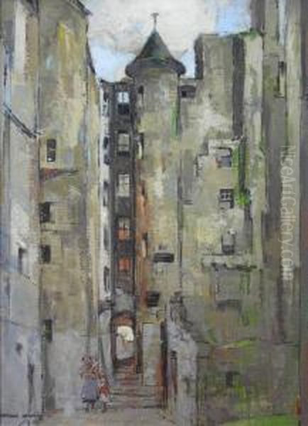 Advocate's Close, Edinburgh Oil Painting by John Guthrie Spence-Smith