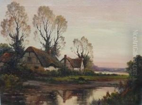 Devon Cottages Oil Painting by Augustus Spencer