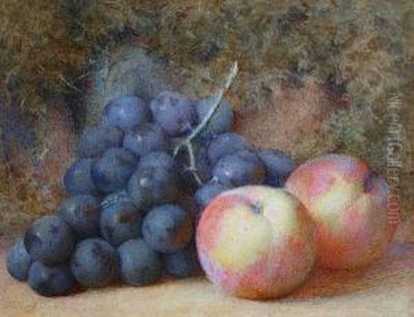 Still Life Of Grapes And Peaches Oil Painting by Frederick Spencer