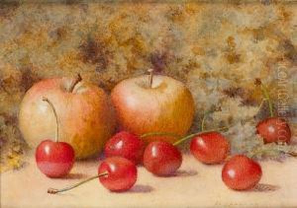 The Fruits Of Autumn; The Fruits Of Summer, Two Oil Painting by Frederick Spencer