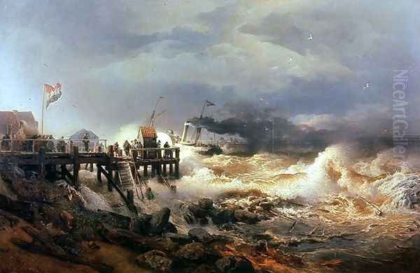 Storm At Dutch Coast Oil Painting by Andreas Achenbach