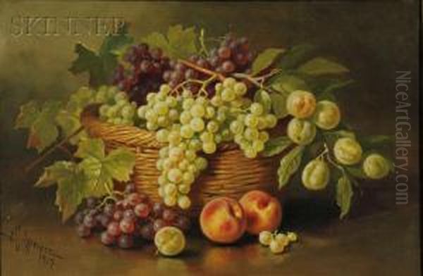 Still Life With Basket Of Fruit Oil Painting by John Clinton Spencer