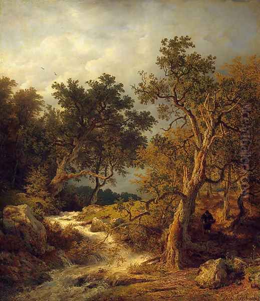 Landscape With A Stream Oil Painting by Andreas Achenbach