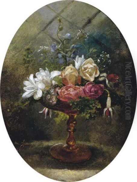 Still Life Of Flowers In A Tazza Oil Painting by Lilly Martin Spencer