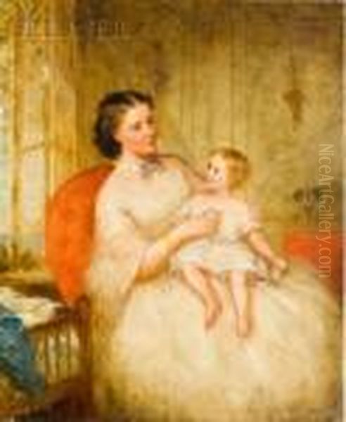 Mother And Child Oil Painting by Lilly Martin Spencer