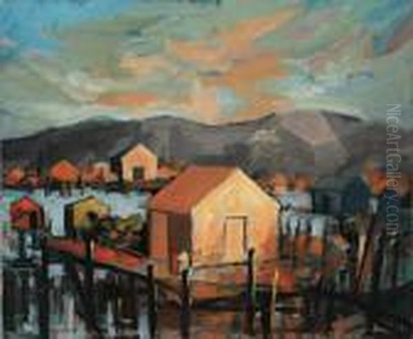 Harbor At Sunrise Oil Painting by Niles Spencer