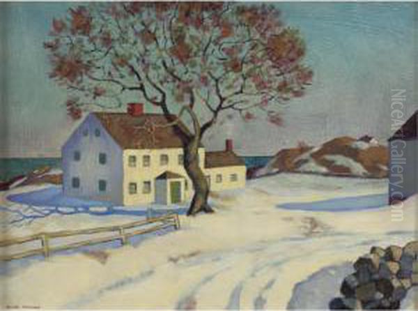 New England House In Winter by Niles Spencer